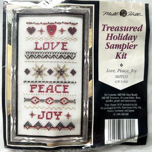 Mill Hill Cross Stitch Treasured Holiday Sampler Kit Love, Peace, Joy #MHTS10